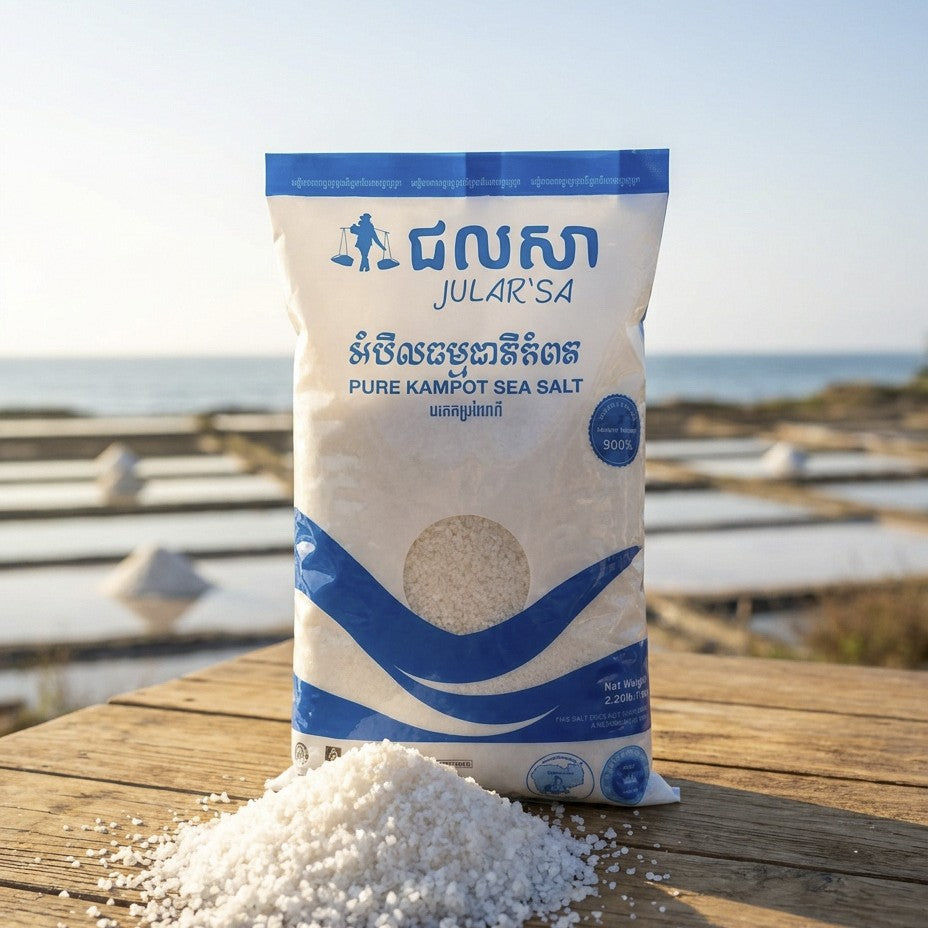 JULAR'SA Pure Kampot Sea Salt - Coarse Texture - 1kg (2.20lb)