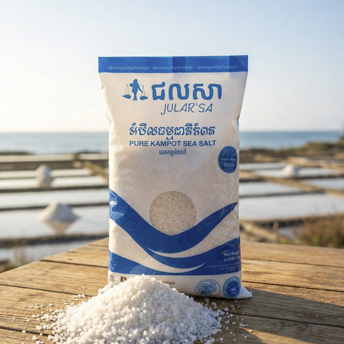JULAR'SA Pure Kampot Sea Salt - Coarse Texture - 1kg (2.20lb)